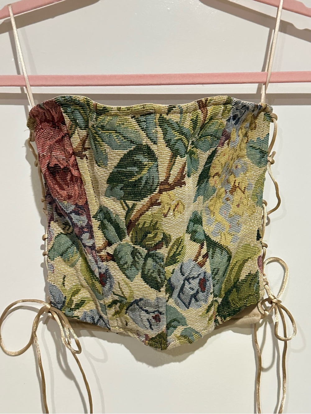 TIC TOC Floral Tapestry Lace-Up Corset Top Size Small - Picture 2 of 6